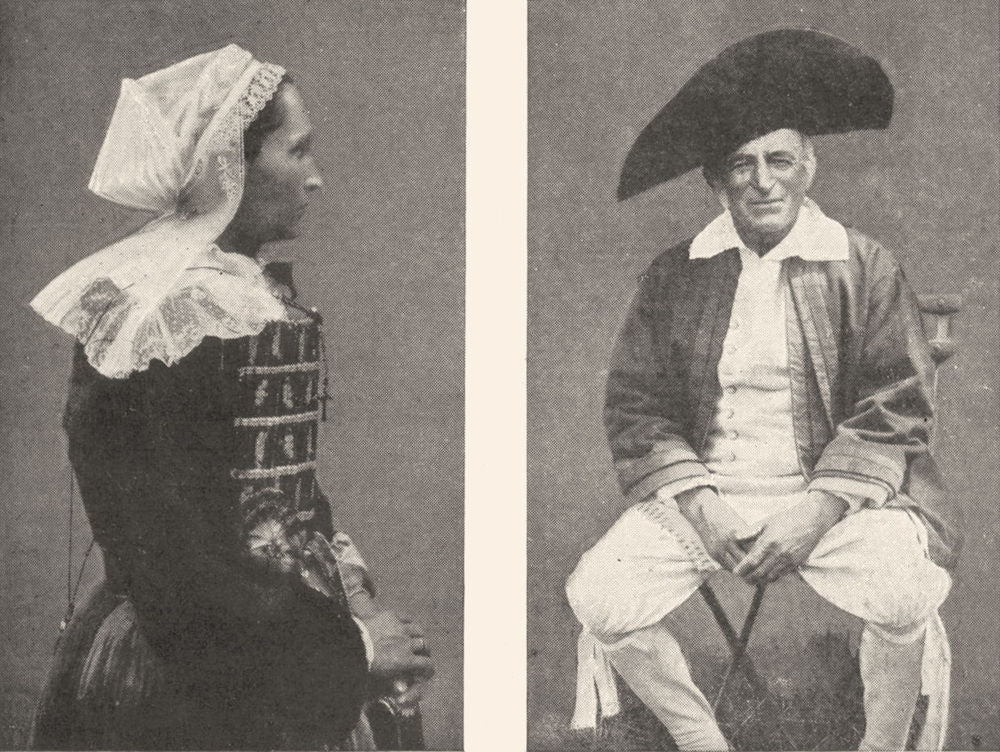 LOIRE- ATLANTIQUE. Coiffe Femmes Saillé; dress Paludier Guérandaise 1900 print